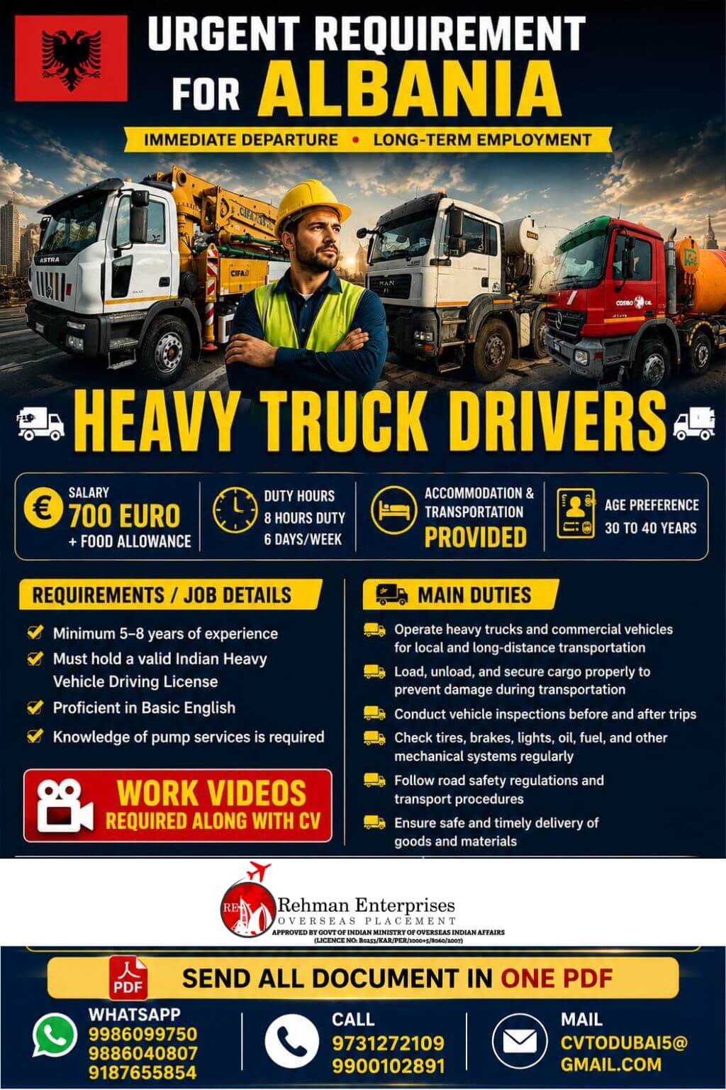 HIRING FOR ALBANIA