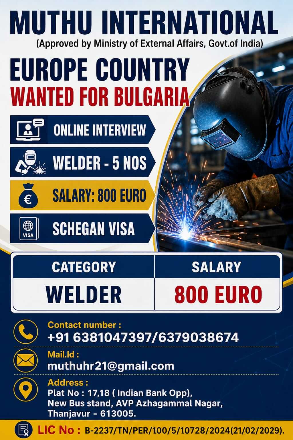 WANTED FOR BULGARIA