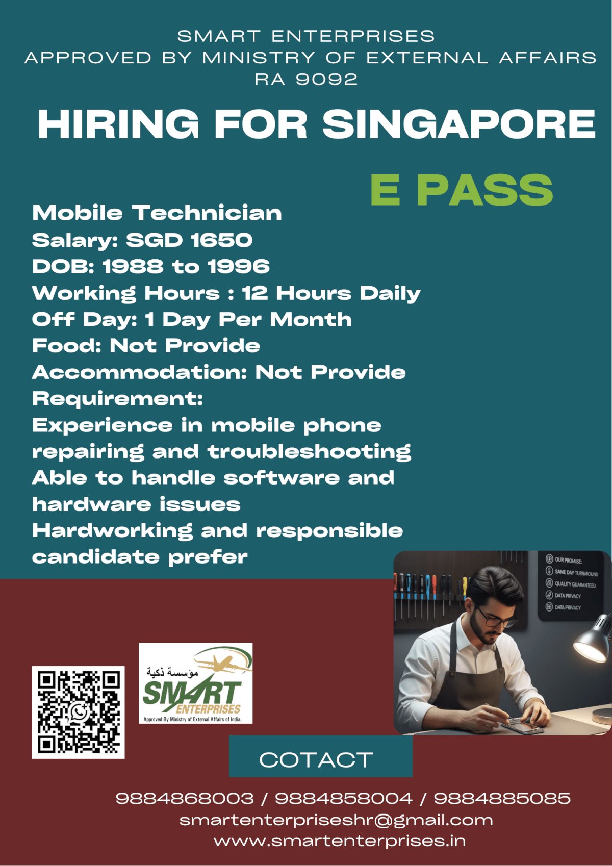 HIRING FOR SINGAPORE