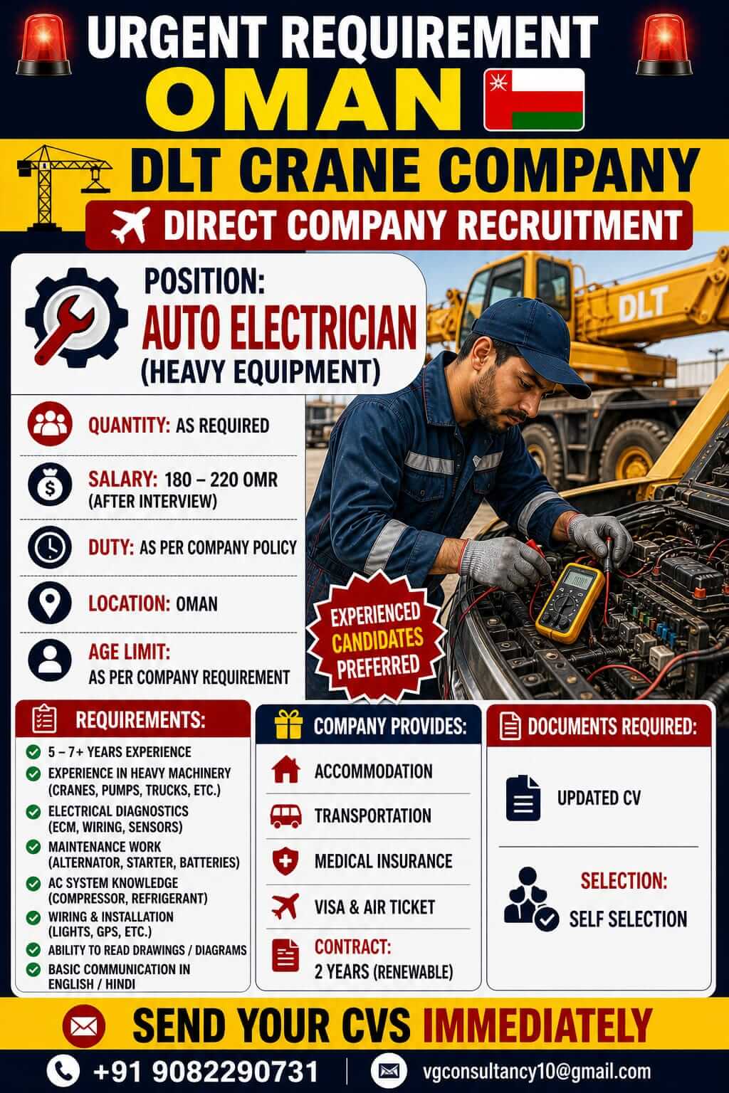 URGENT REQUIREMENT – OMAN DLT CRANE COMPANY DIRECT COMPANY RECRUITMENT