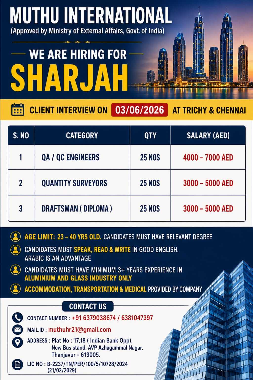 WANTED FOR SHARJAH