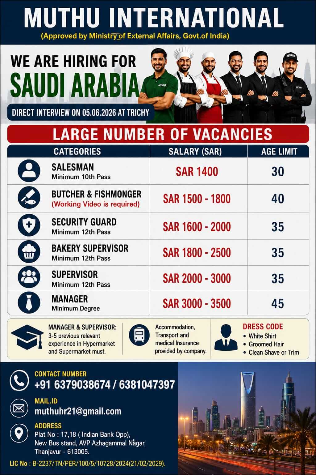 WANTED FOR SAUDI ARABIA