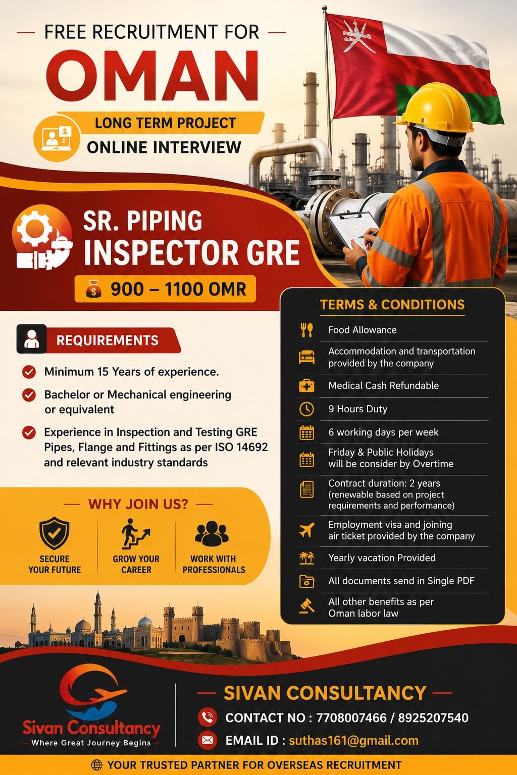 Urgent recruitment for Oman