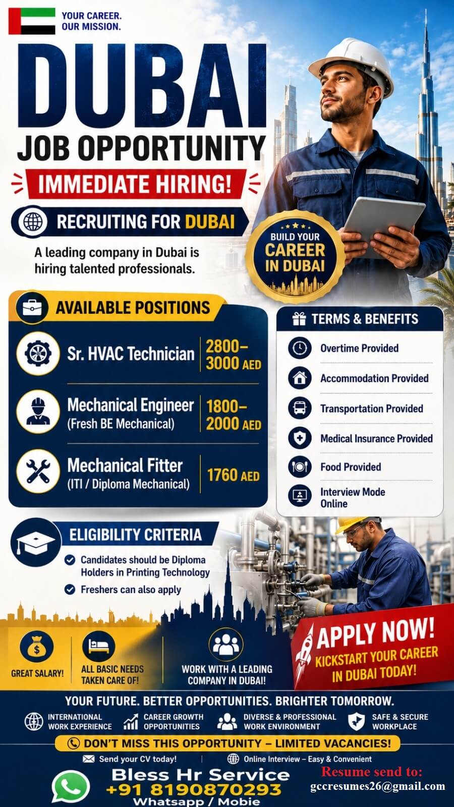 URGENT REQUIREMENT FOR DUBAI