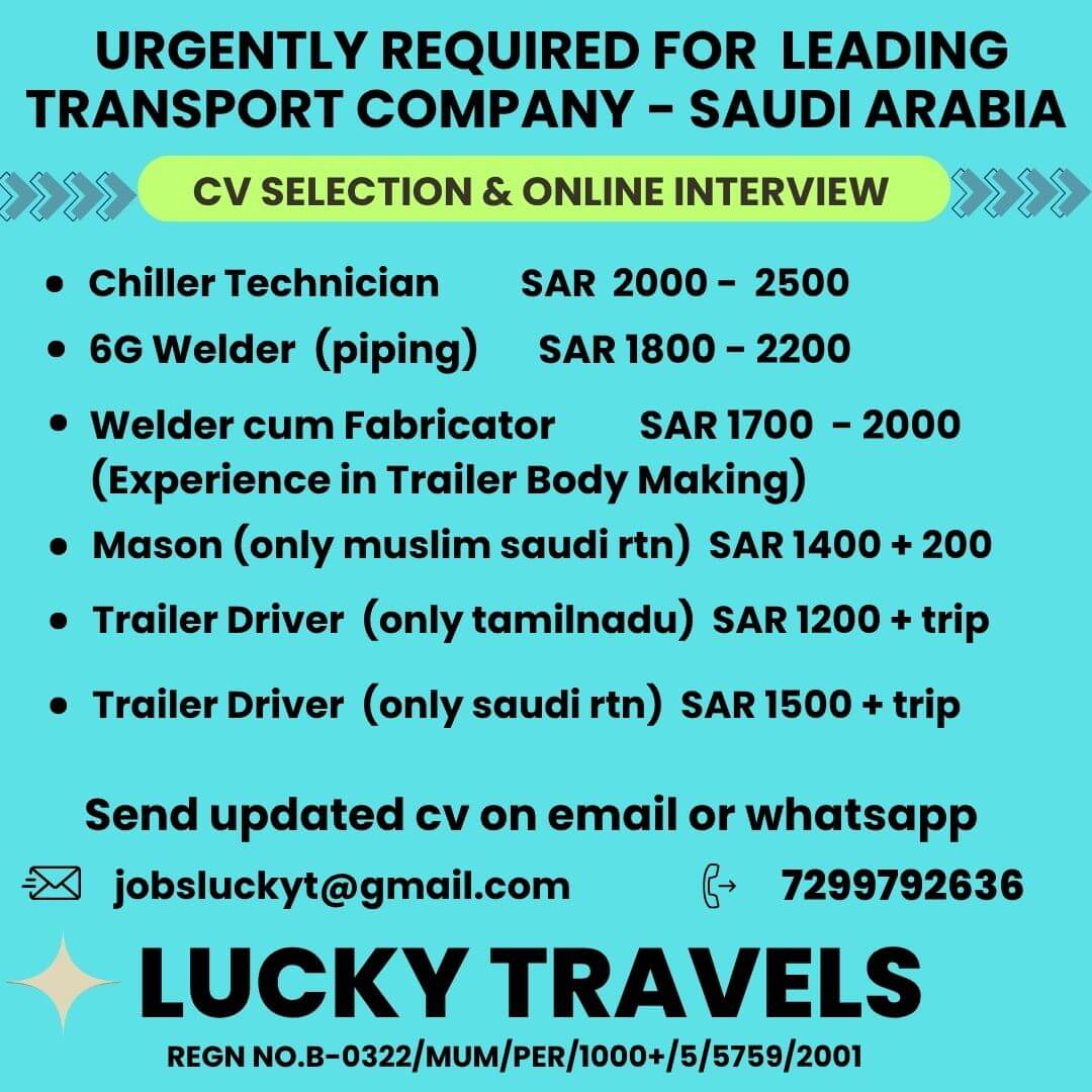 SAUDI ARABIA - LEADING TRANSPORT COMPANY  CV SELECTION & ONLINE INTERVIEW - 7299792636