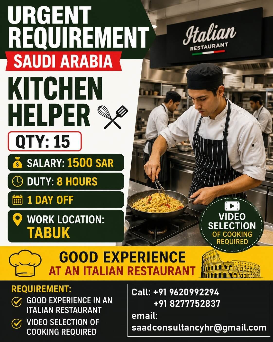 HIRING FOR KITCHEN HELPER