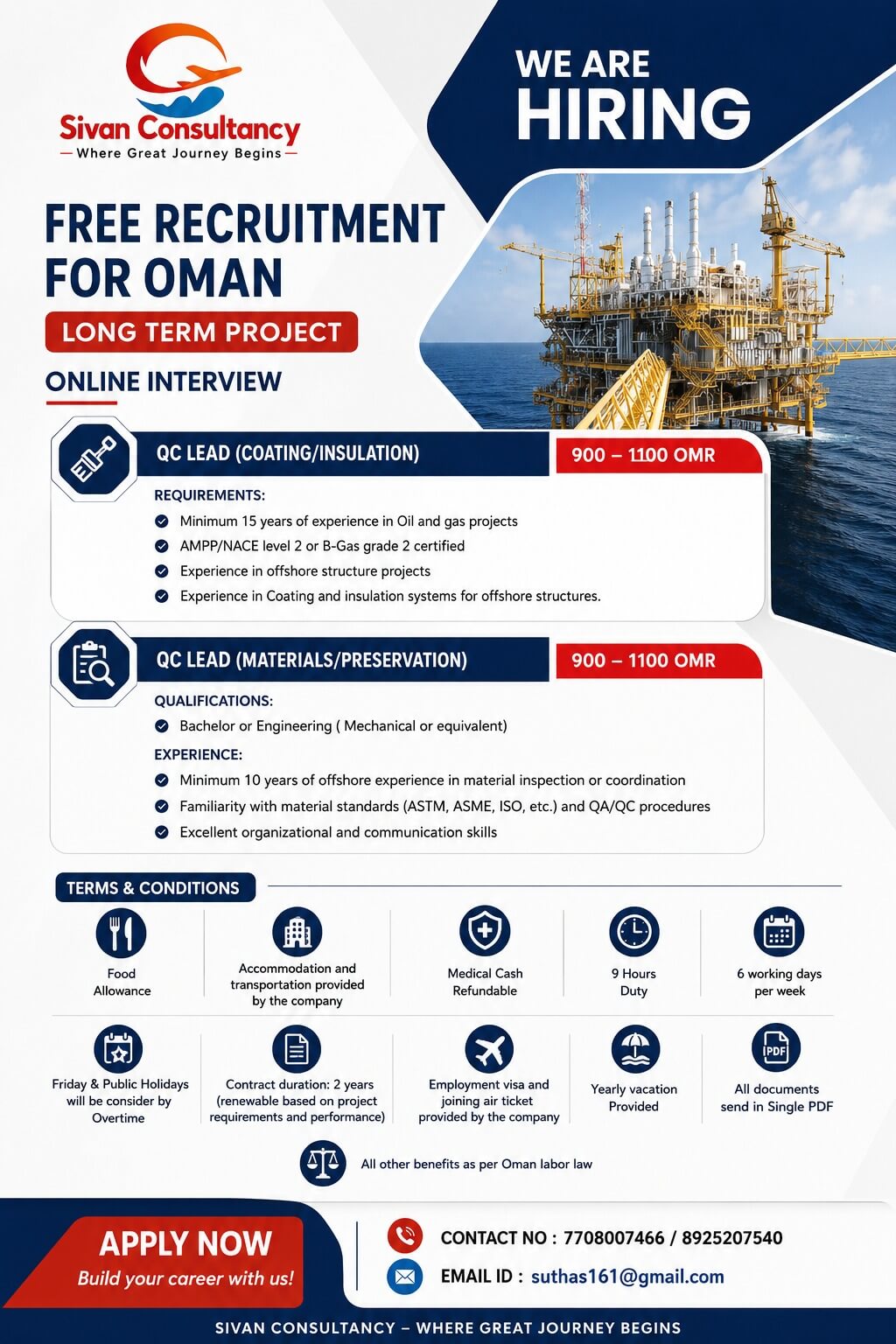 Urgent recruitment for Oman