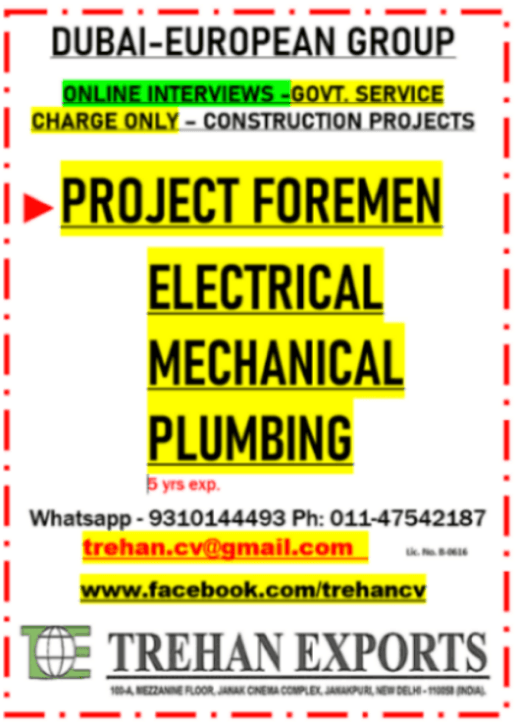 MEP PROJECT FOREMEN