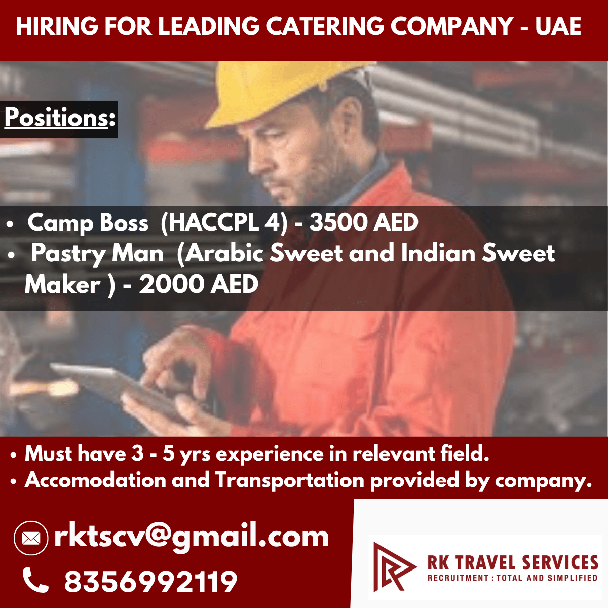 HIRING FOR LEADING CATERING COMPANY - UAE