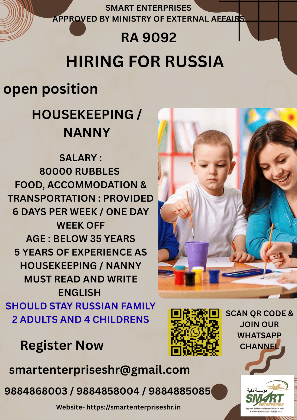 URGENT REQUIREMENT FOR RUSSIA