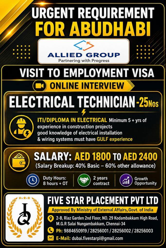 URGENT REQUIREMENT FOR ABUDHABI