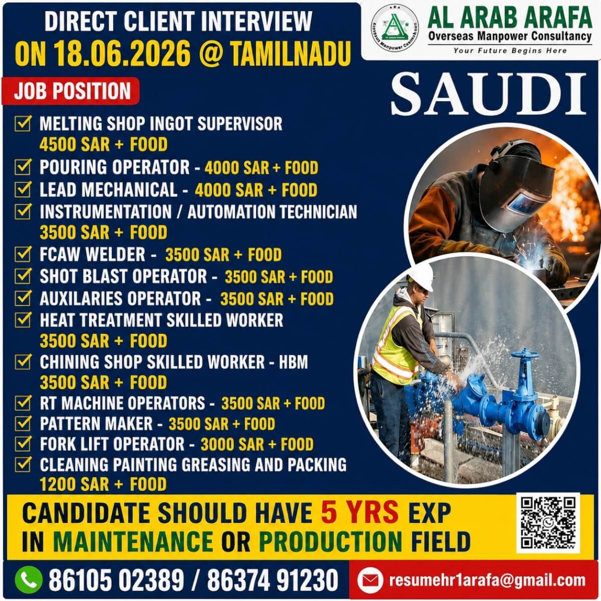 DIRECT CLIENT INTERVIEW ON 09.06.2026 @TAMILNADU
