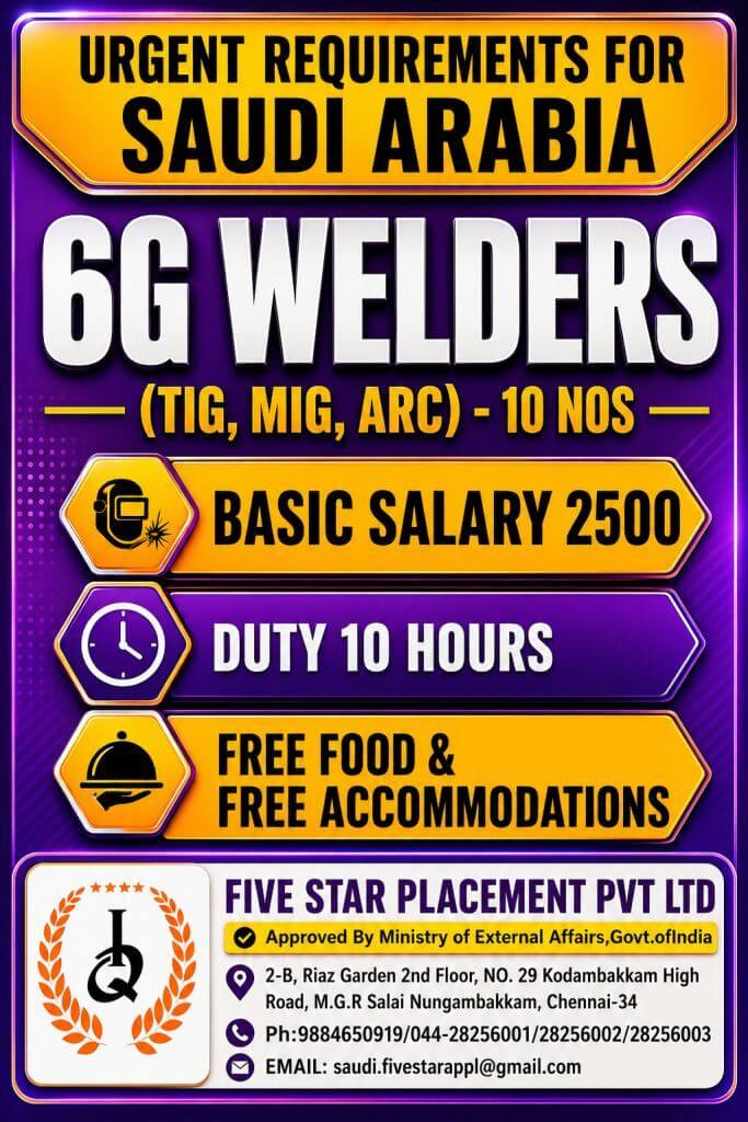 URGENT REQUIREMENT FOR SAUDI ARABIA