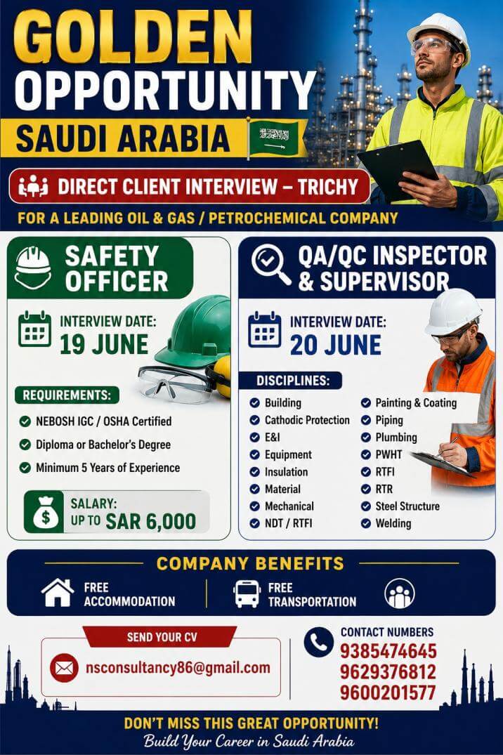 LEADING OIL & GAS AND PETROCHEMICAL COMPANY REQUIREMENT FOR SAUDI ARABIA