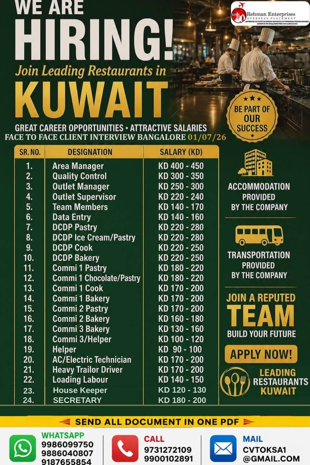 HIRING FOR KUWAIT