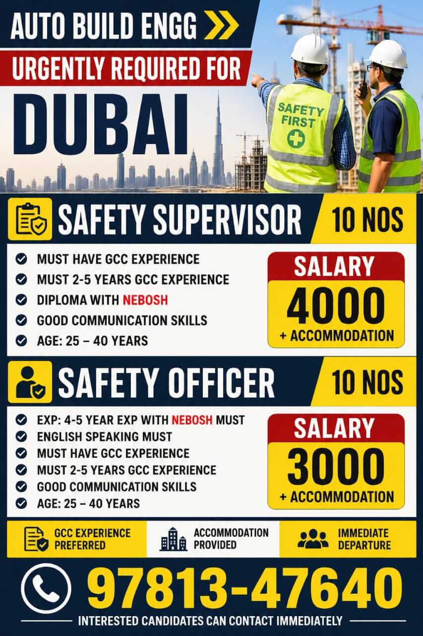 Urgent hiring for Dubai