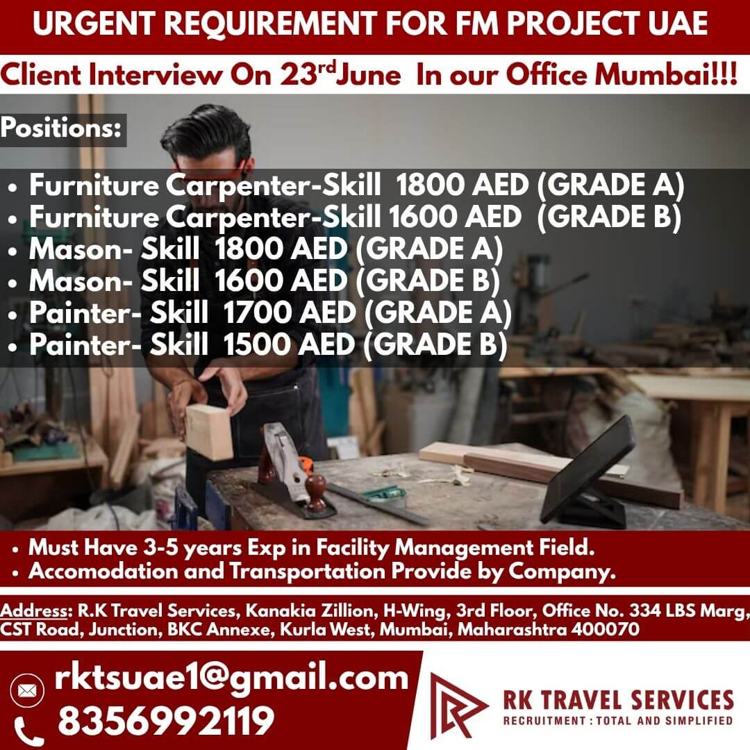 URGENT REQUIREMENT FOR FM PROJECT UAE URGENT REQUIREMENT FOR FM PROJECT UAE