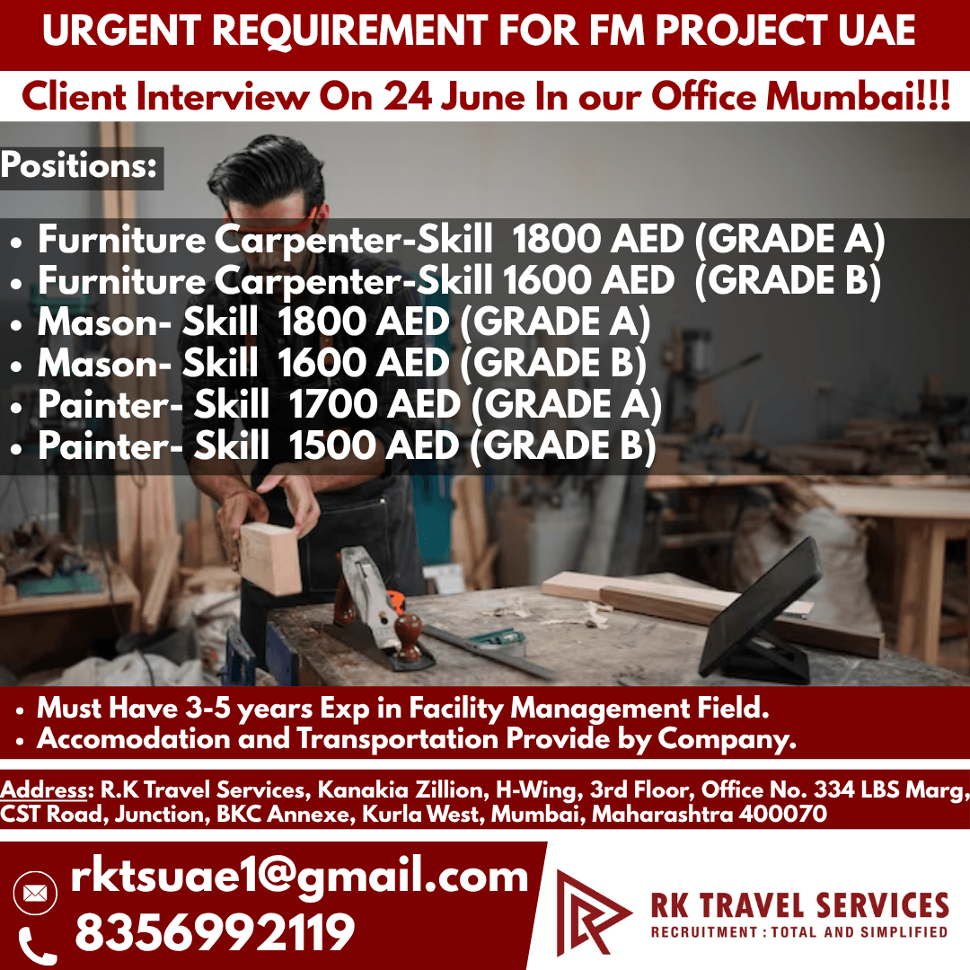 URGENT REQUIREMENT FOR FM PROJECT UAE URGENT REQUIREMENT FOR FM PROJECT UAE