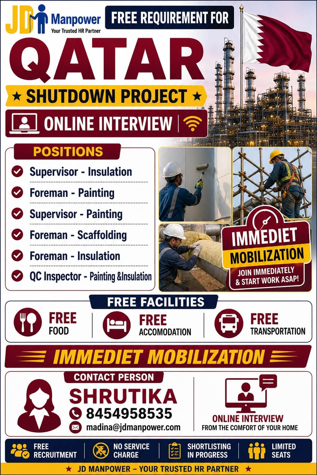 FREE REQUIREMENT FOR QATAR SHUTDOWN PROJECT