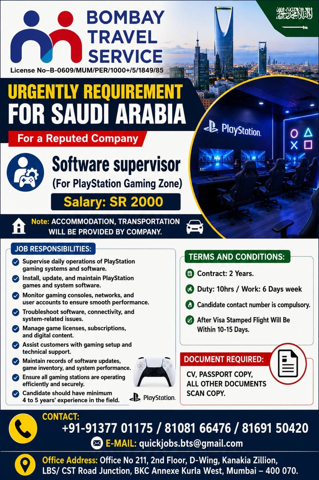 Top urgent required for ksa reputed co.
