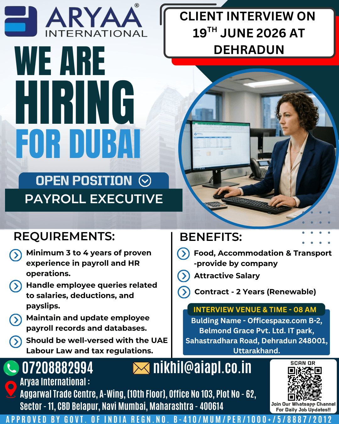 Dubai Job Opportunity | Payroll Executive