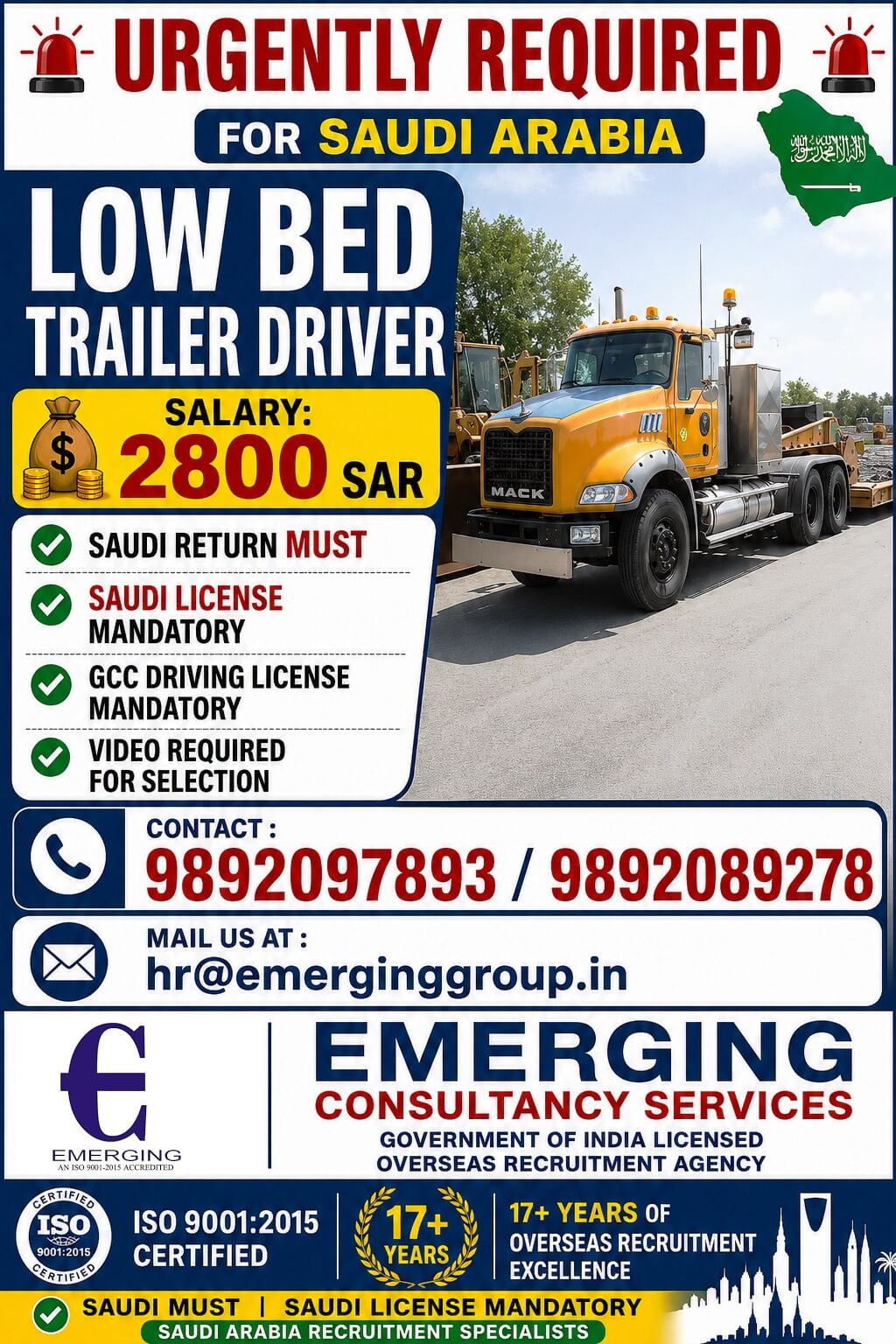 URGENTLY REQUIRED FOR SAUDI ARABIA - SHIRKA VISA