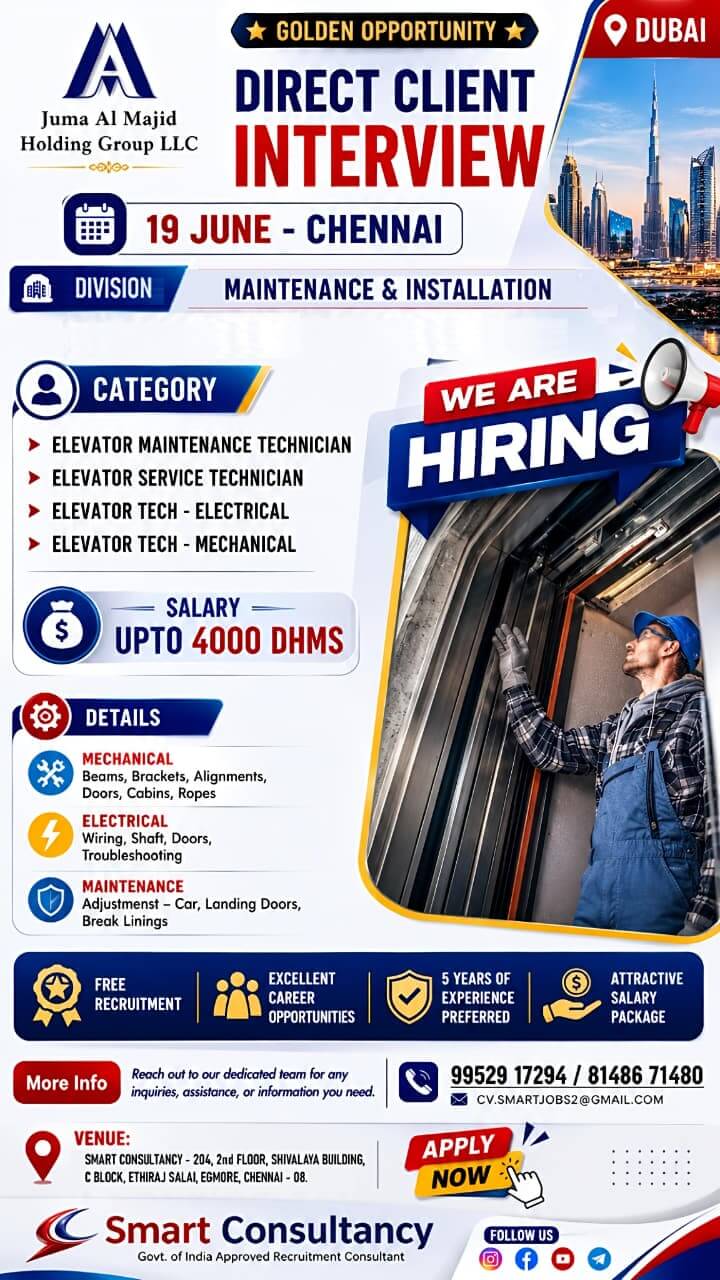 ? Dubai Jobs 2026 | Direct Client Interview in Chennai | Free Recruitment | Juma Al Majid Holding Group LLC UAE ??