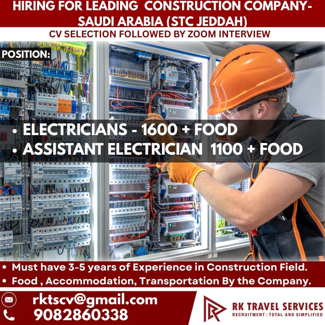 HIRING FOR LEADING  construction Company- Saudi Arabia (STC JEDDAH)