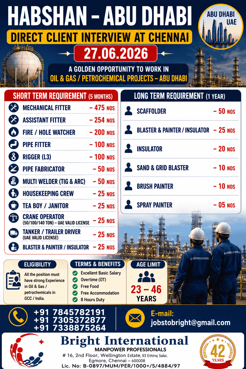ABU DHABI - SHORT TERM & LONG TERM REQUIREMENT ABU DHABI - SHORT TERM & LONG TERM REQUIREMENT