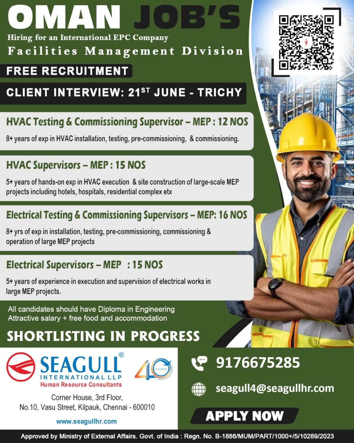 FREE & VERY URGENT REQUIREMENTS FOR FESILITIES MANAGEMENT LONG TIME PROJECT AT OMAN