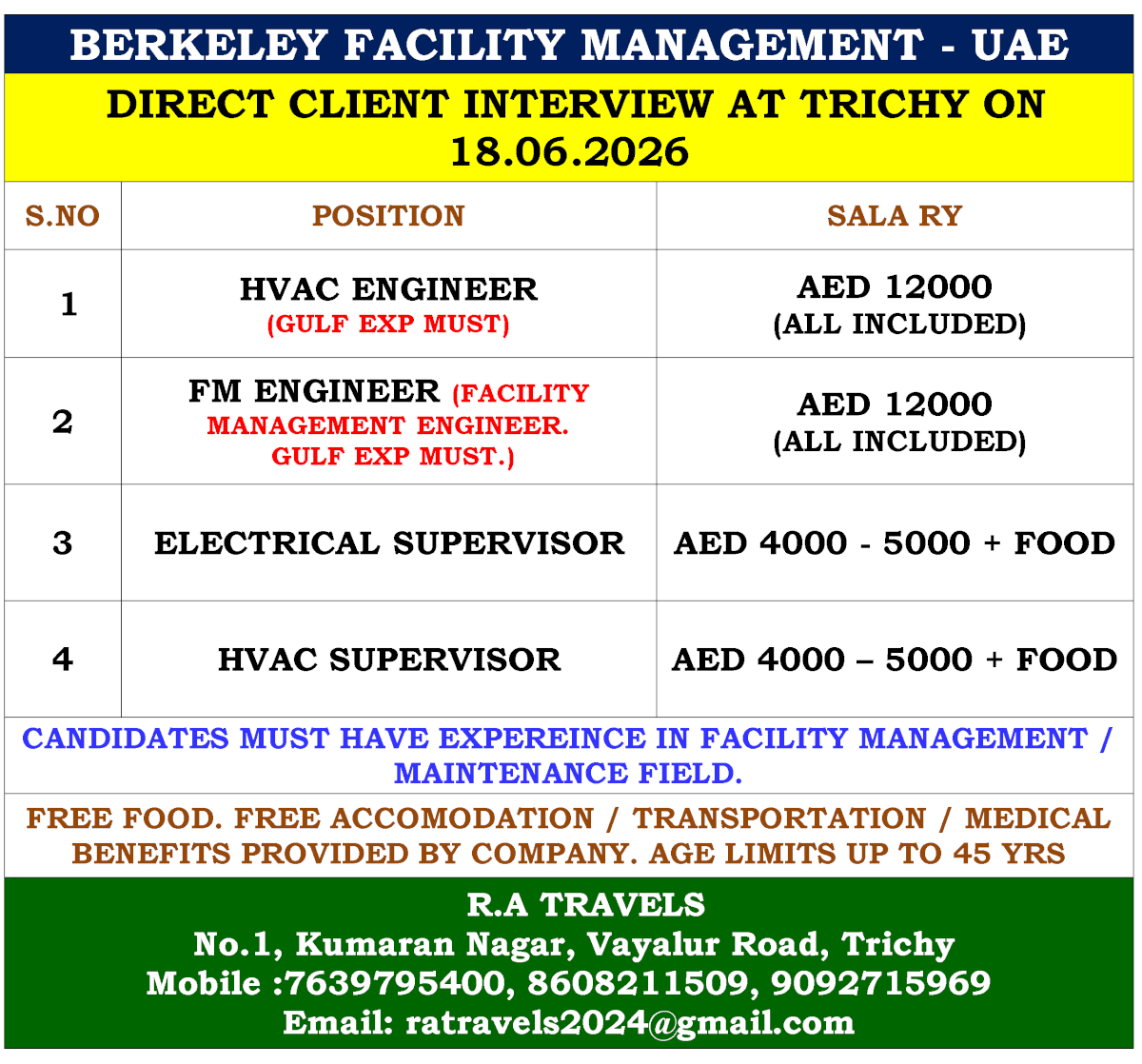 BERKELEY FACILITY MANAGEMENT - UAE
