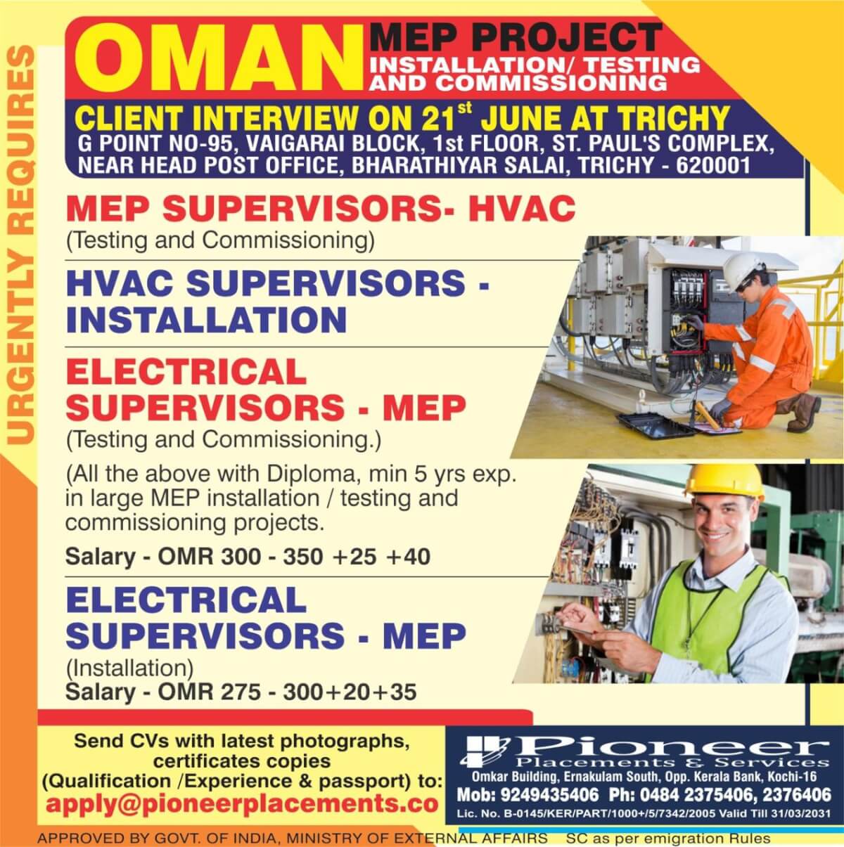 MEP / HVAC SUPERVISORS