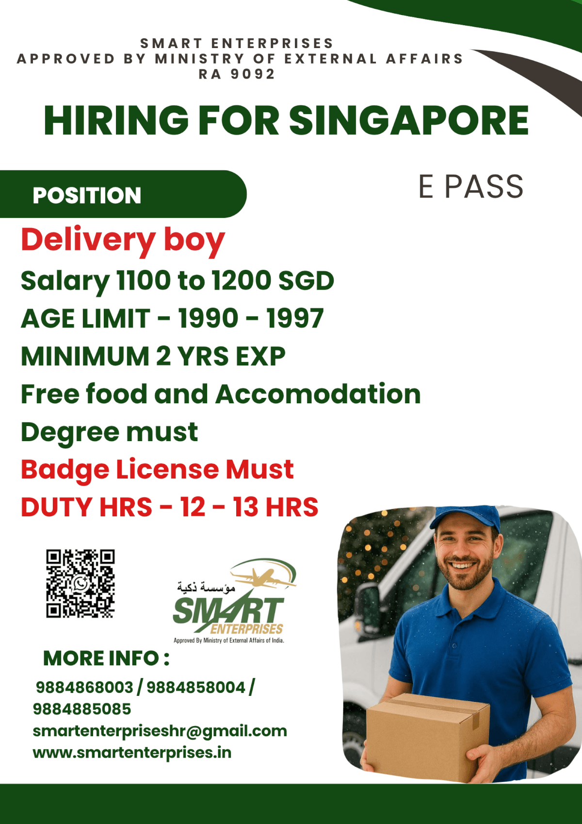 HIRING FOR SINGAPORE