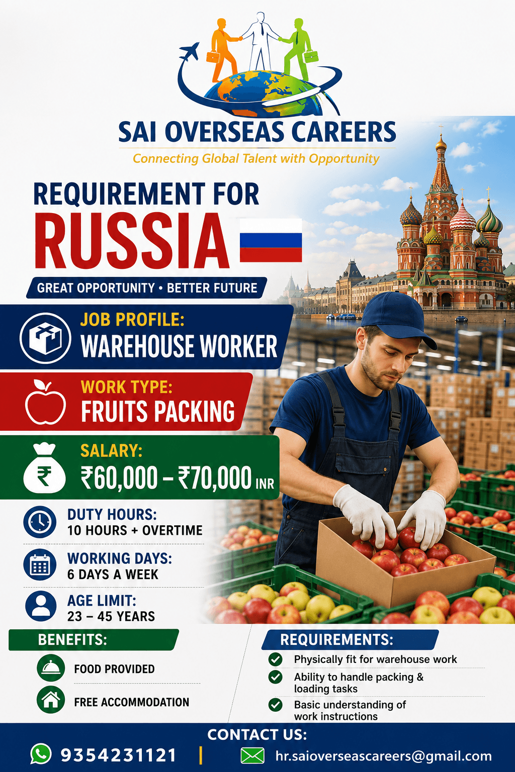UGRENT REQUIREMENT FOR RUSSIA