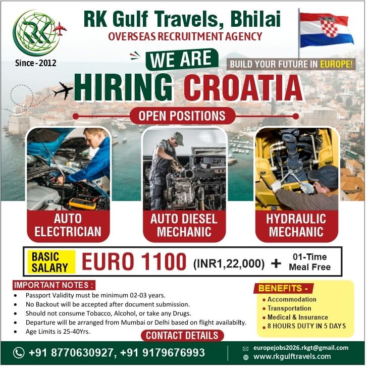 HIRING FOR A LEADING HEAVY AUTOMOBILE WORKSHOP - CROATIA (EUROPE)