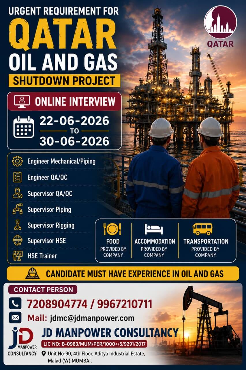 URGENT REQUIREMENT FOR QATAR OIL AND GAS SHUTDOWN PROJECT
