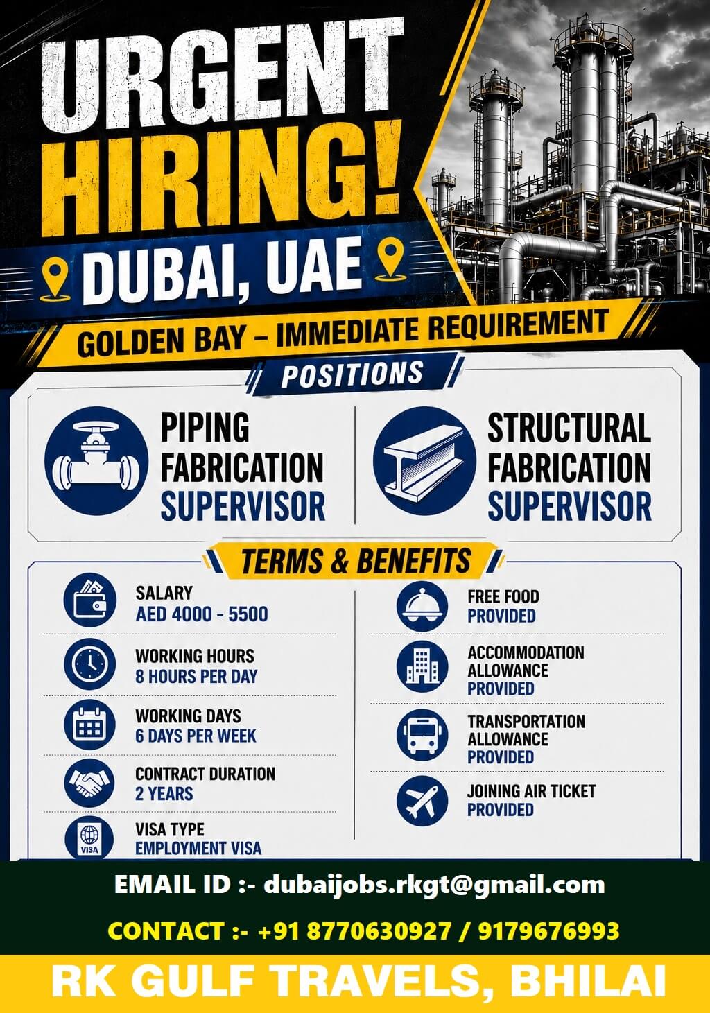 HIRING FOR GOLDEN BAY TECH INTERNATIONAL COMPANY - UAE