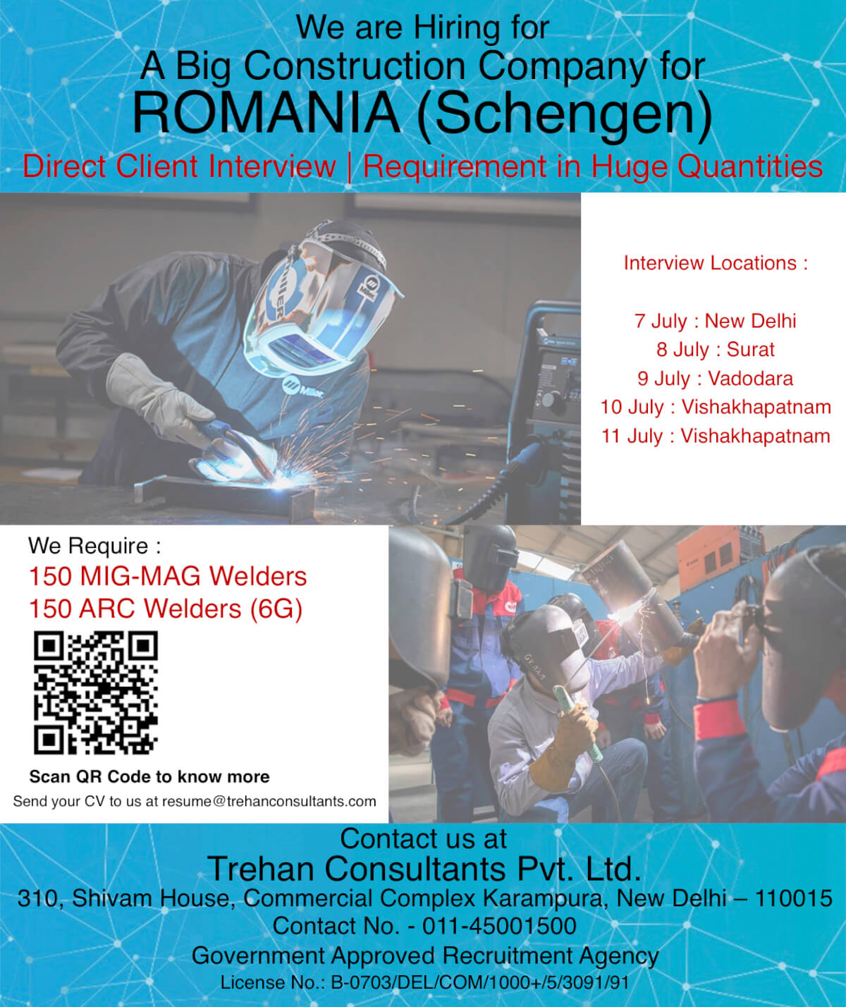 ROMANIA (Schengen) : Direct Client Interview in New Delhi, Surat, Vadodara & Vishakhapatnam