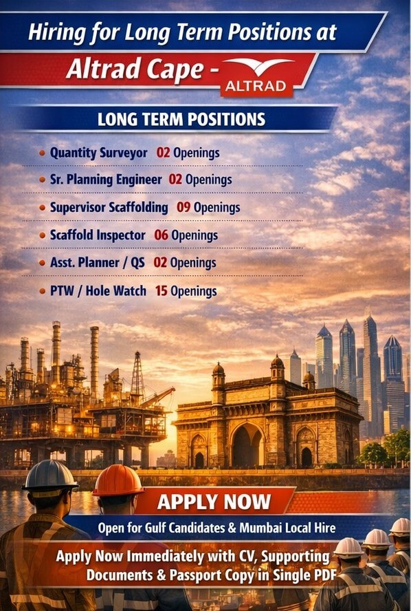 Hiring Now Urgently For Reputed Oil & Gas Company in Qatar for Short Term & Long Term Job Opportunities