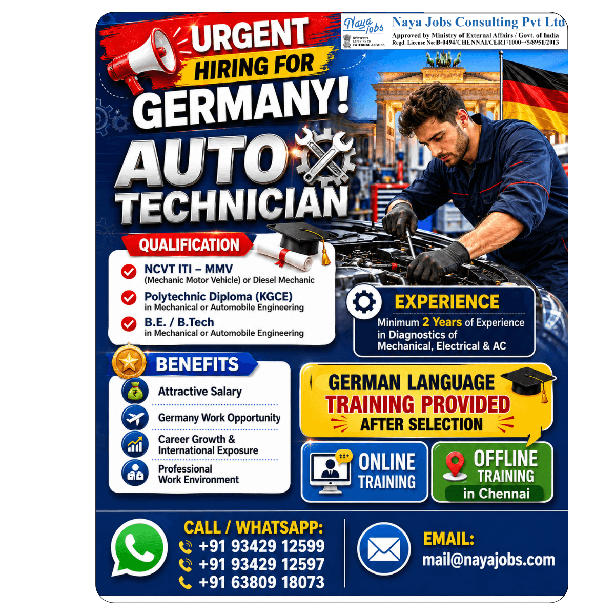 Hiring for Auto Technician Jobs in Europe