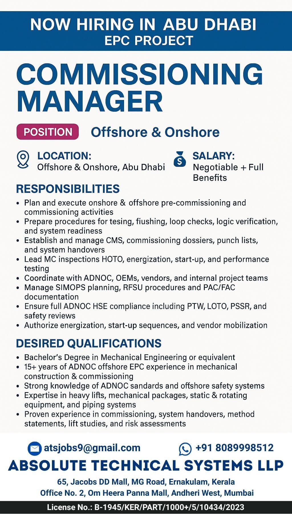 Commissioning Manager